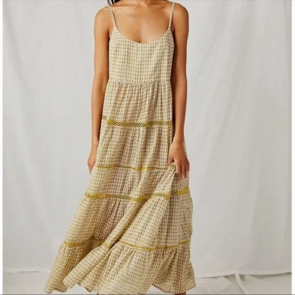 Free People Midnight Dance Print Maxi Dress In Gray Combo. NWT! Sz M - Picture 6 of 14